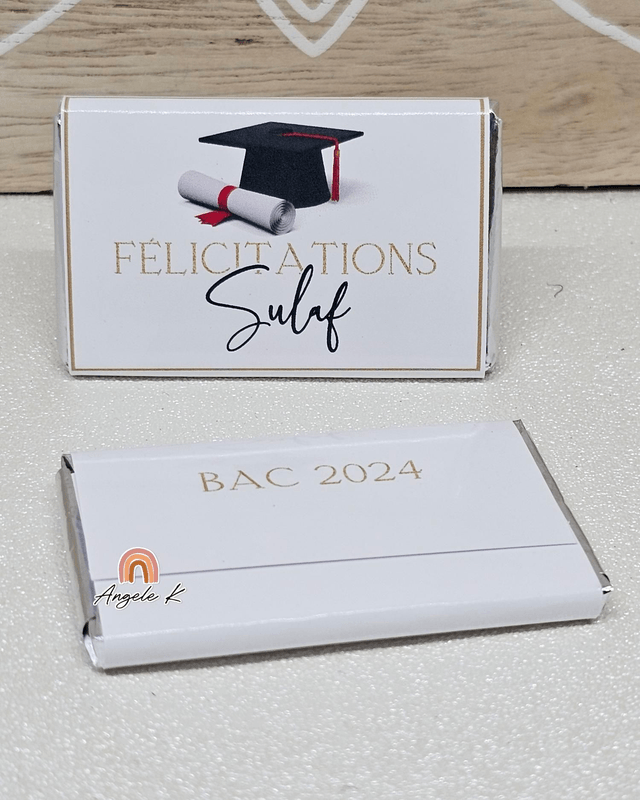 Lot de 10 mini chocolats personnalisés thème diplôme 