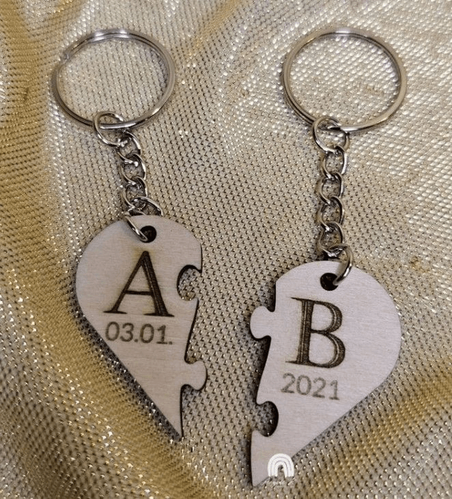 Duo de porte clef coeur avec prénoms