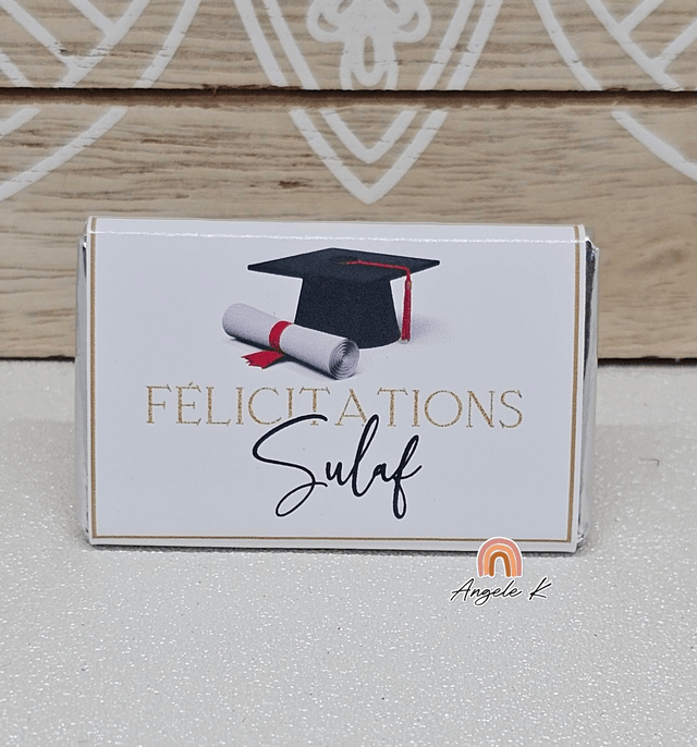 Lot de 10 mini chocolats personnalisés thème diplôme 