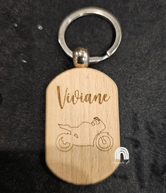 Porte clef personnalisé en bois prénom et motif au choix