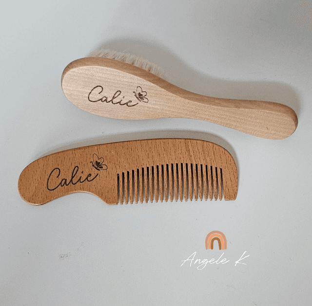Lot brosse et peigne pour bébé personnalisé